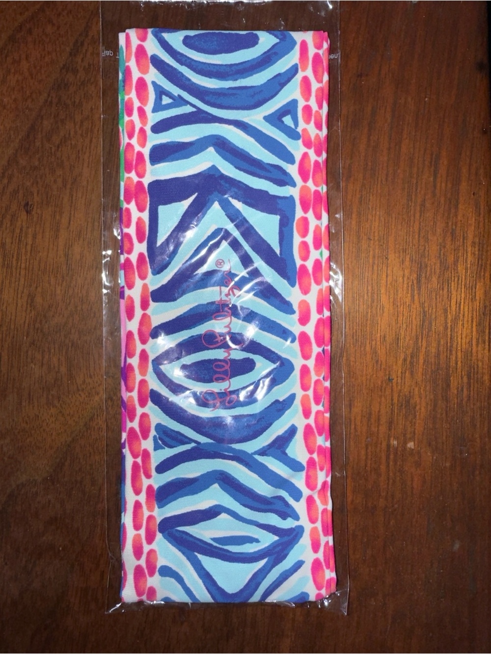 NWT Lilly Pulitzer Pundy Blue Button Accent Stretch Headband Pink White 008189